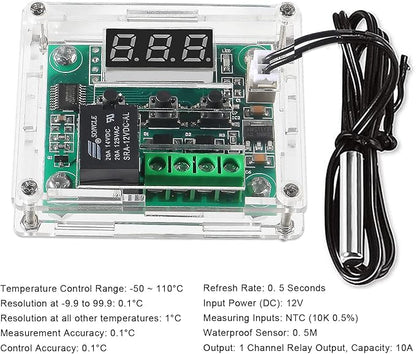 AEDIKO 2pcs W1209 DC 12V Digital Temperature Controller Board Digital Display - Image 3