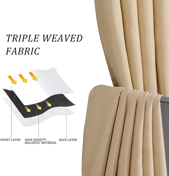 JIUZHEN Blackout Curtains for Bedroom, Sliding Glass Door Curtain 84 inches Long - Image 3