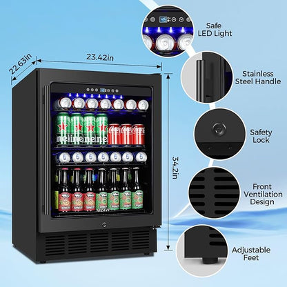 24 Inch Wide Beverage Refrigerator, Under Counter 24" Beverage Cooler - Image 6