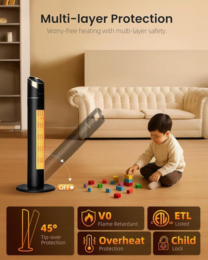 Space Heater for Indoor Use, 1500W Tower Heater - Image 4