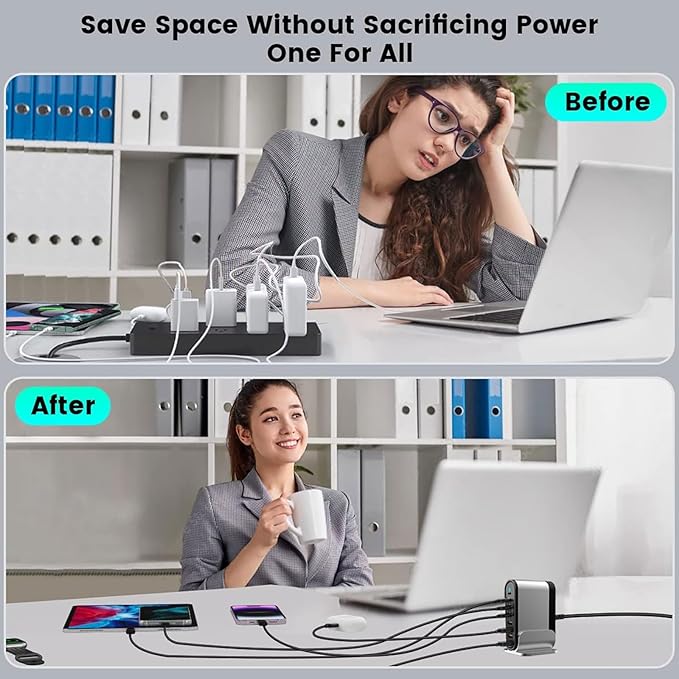 USB C Fast Charger : Fast Charging Station : 285W-8 Port Desktop Multiple - Image 2