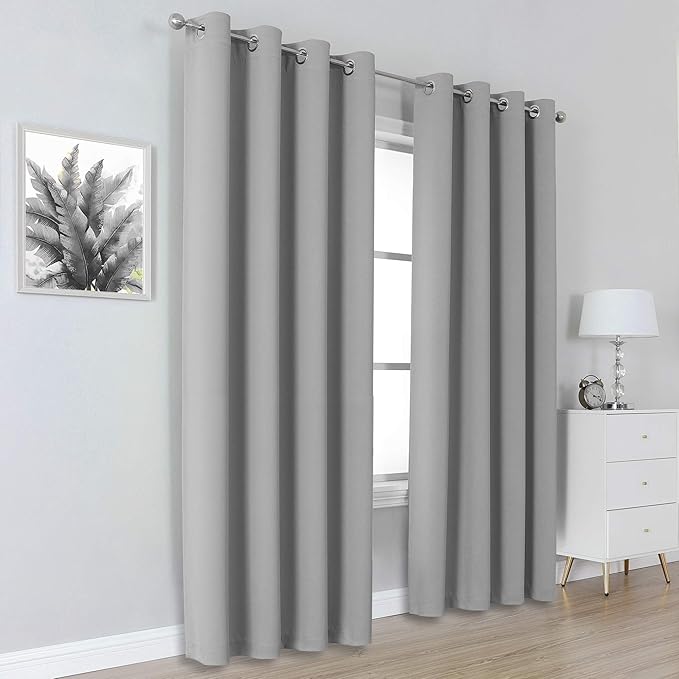 DUALIFE Ultimate Gray Blackout Curtain Panels/Drapes - Image 2