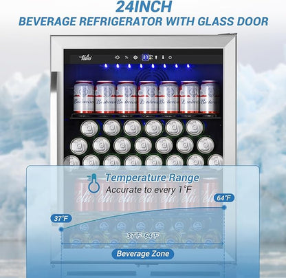 24'' Beverage Refrigerator Cooler, 168 Cans Beverage and Beer Fridge - Image 2