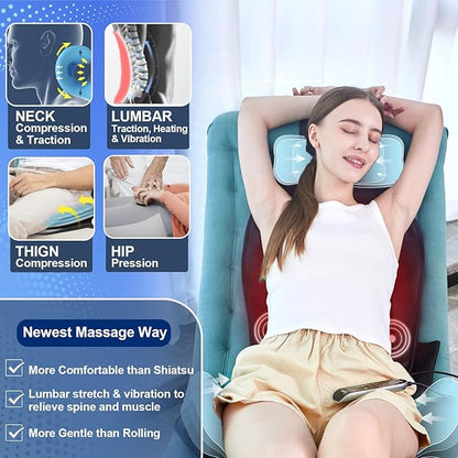 Back Massager with Heat & Traction & Vibration, Seat Massager Pad - Image 7