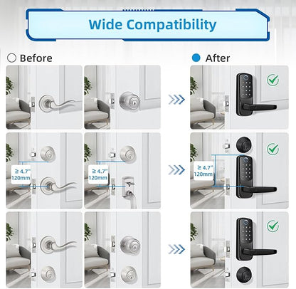 Smart Door Lock with Handle, Keyless Entry Digital Lock - Image 6