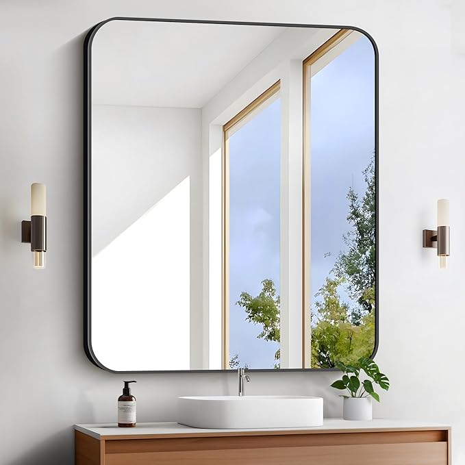 FORBATH Black Bathroom Mirror 40 x 48 Inch, Rectangular Vanity Mirror Wall - Image 4
