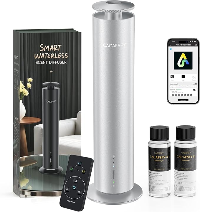 Waterless Scent Diffuser Kit-Include 2x120ml Essential Oils, Essential Oil by CACAFSFY
