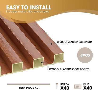 OUZUGIE WPC Acoustic Slat Wall Paneling, Living Room, TV Background, Study Room - Image 4