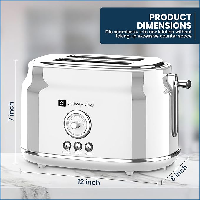 Frigidaire ETO102-WHITE, 2 Slice Toaster, Retro Style, Wide Slot - Image 3