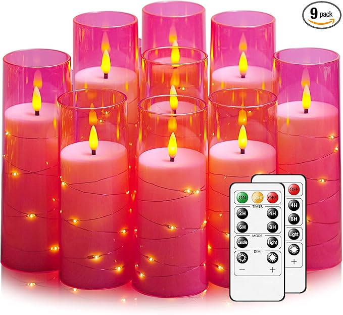 Flickering Flameless LED Candles, Battery Operated Candles 9 Pcs by Nimiko
