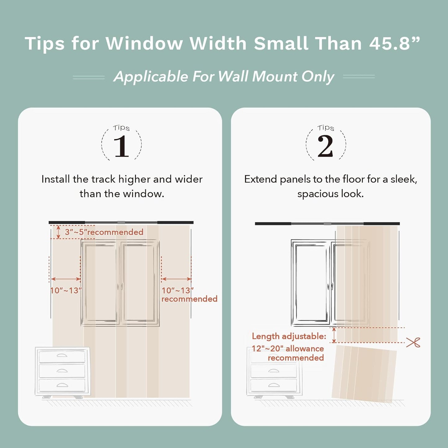 Panel Blinds Light Filter 45.8"-86" x 96", Mayonaka | Light-Filtering Panel Track Blinds for Windows and Sliding Doors with Adjustable Track and Trimmable Panels
