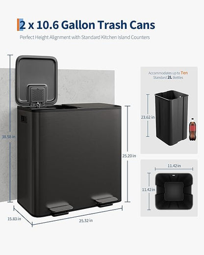Garvee Trash Can, 2 x 10.6 gal Garbage Can - Image 6