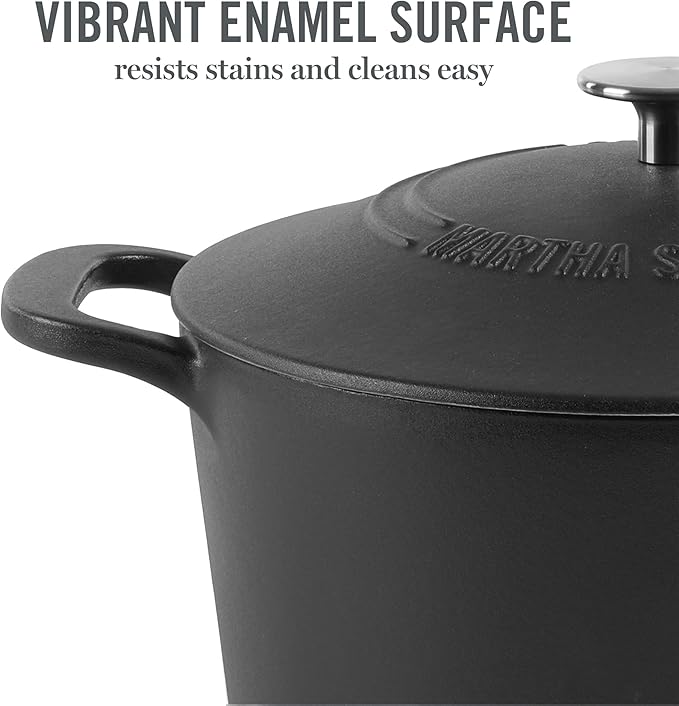 MARTHA STEWART Gatwick 7-Quart Enamel Cast Iron Dutch Oven Pot - Image 3