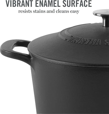 MARTHA STEWART Gatwick 7-Quart Enamel Cast Iron Dutch Oven Pot - Image 3