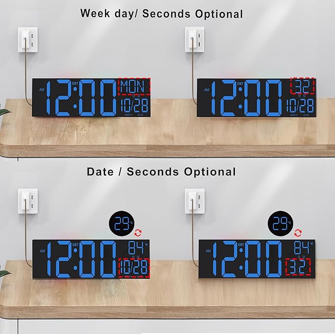 JALL 30" Large Digital Wall Mount Clock - Image 2