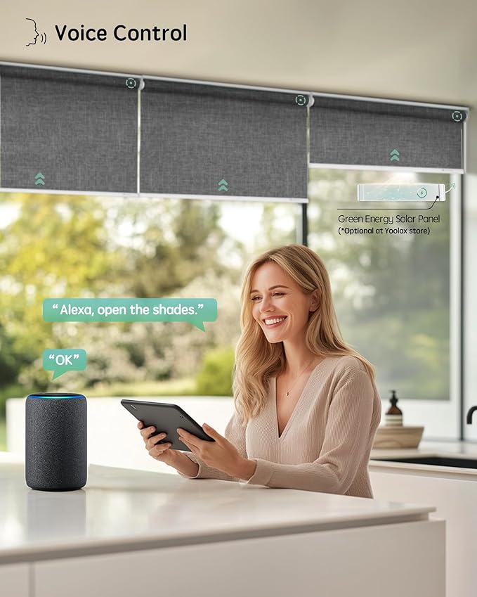 Yoolax Motorized Blinds with Remote, Automatic Window Shades Work with Alexa - Image 2