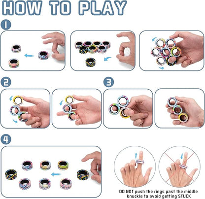 9Pcs Magnetic Rings Fidget Toys Adult Set, Idea ADHD Fidget Stress Toy Pack - Image 5