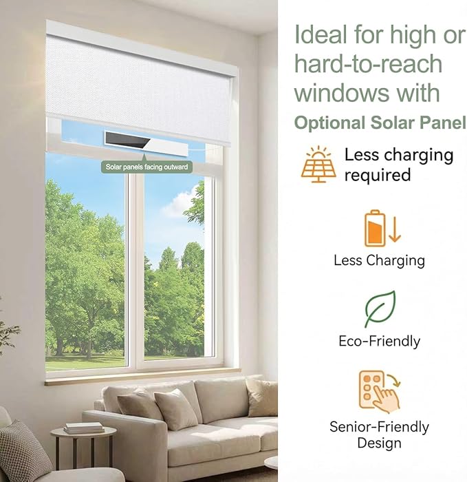 Motorized Blinds with Remote Window Roller Shade Wireless Rechargeable Motor - Image 4