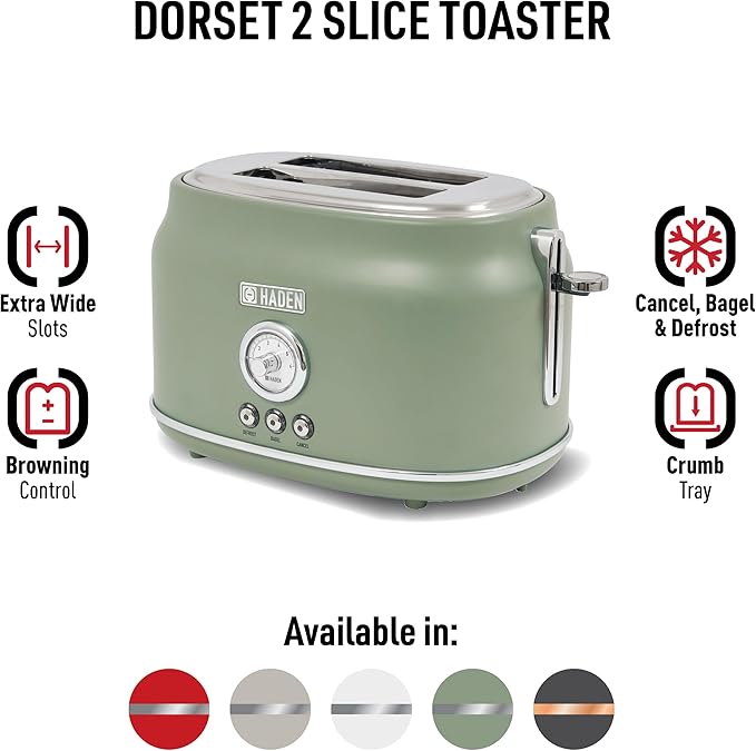 Haden Dorset 2 Slice Wide Slot Stainless Steel Toaster - Image 2