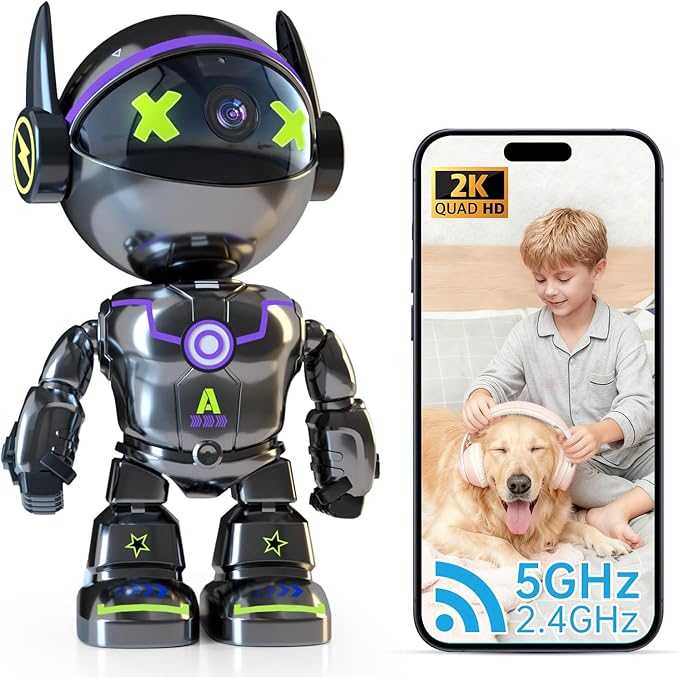 Cameras for Home Security Indoor Robot, 2K 2.4&5Ghz Indoor Camera WiFi Wireless by STARTWITHGyliziex