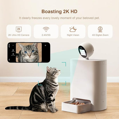 Automatic Cat Feeder with Camera 360°, 2K HD Pet Feeder with Night Vision & - Image 3