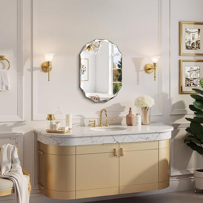 GLASHOM Beveled Edge Frameless Bathroom Mirror, Oval Wall Mirror - Image 9