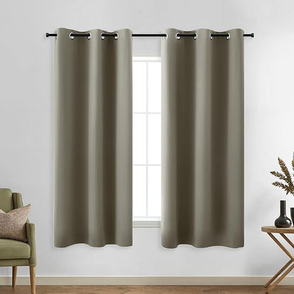 KOUFALL Taupe Short Curtains 45 Inch Length by KOUFALL