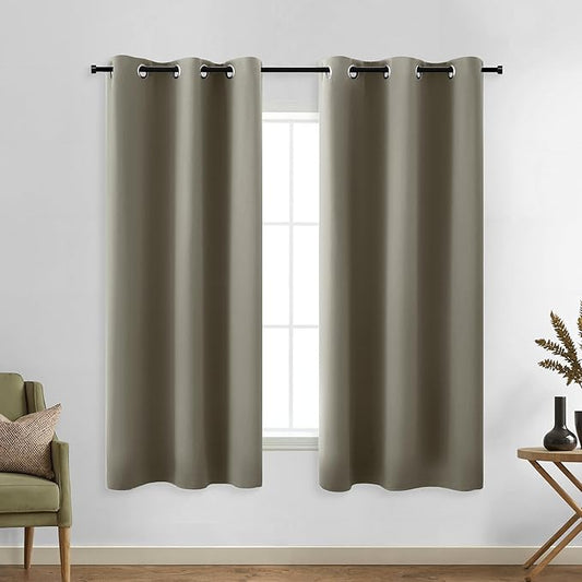 KOUFALL Taupe Short Curtains 45 Inch Length by KOUFALL