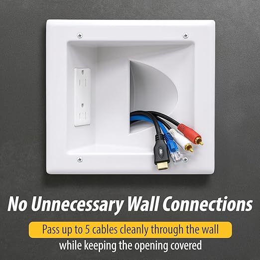 DATA COMM Electronic 45-0031-WH Recessed Low Voltage Media Wall Plate w/ - Image 6