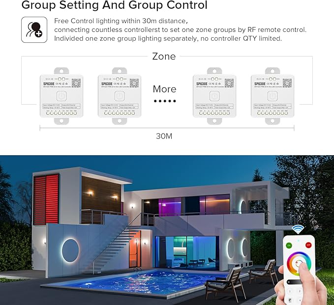 BTF-LIGHTING SP630E Bluetooth Controllers 4 Zones 2.4GHz RF RB4 Remote Kit - Image 6