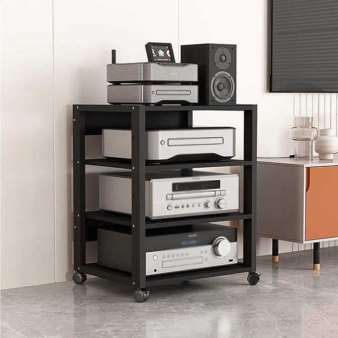 Dernoing 4 Tier Audio Rack Tower, CD Record Player Stereo Receiver AV Equipment by Dernoing