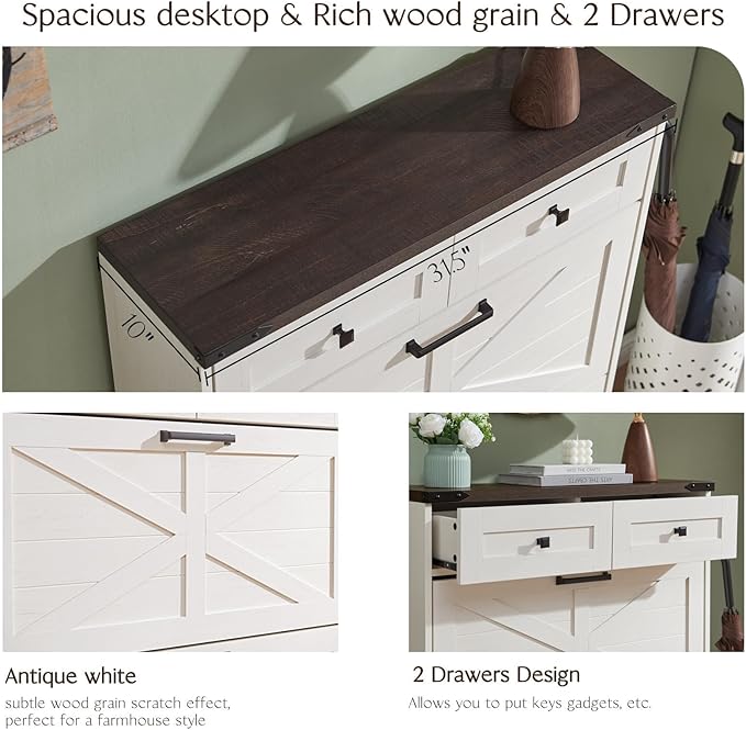Shoe Storage Cabinet, Farmhouse Shoe Organizer - Image 7