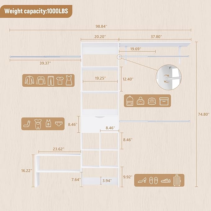 Wood Closet Organizer System, Closet Organizer - Image 3