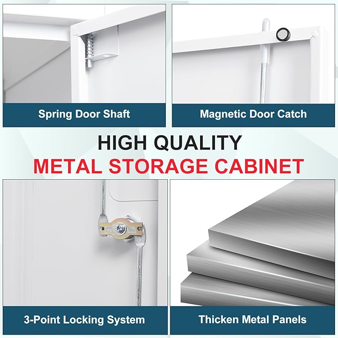 MIIIKO 72" White Metal 5-Shelf Cabinet - Image 5