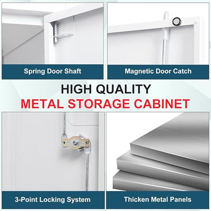 MIIIKO 72" White Metal 5-Shelf Cabinet - Image 5