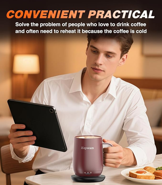 Kepwam Self Heating Coffee Mug T2, 16oz Smart Heated Coffee Mug, 150 Min - Image 6