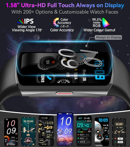 fitness tracker with heart rate blood oxygen blood shown in use