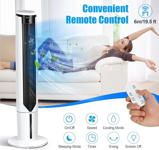 COSTWAY Evaporative Air Cooler, 41-inch Portable Oscillating Air Cooler - Image 6