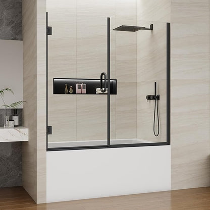 Pivot Swing Bathtub Door, Adjustable Width 60" W x 59" H Semi-Frameless Shower by ViivppaiShowerDoors