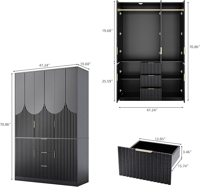 71" Wardrobe Armoire Wooden Closet - Image 2
