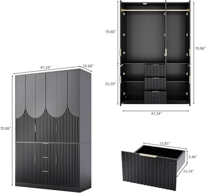 71" Wardrobe Armoire Wooden Closet - Image 2
