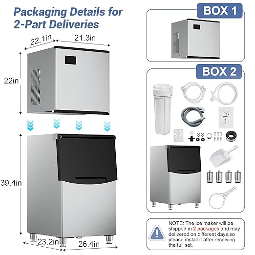Commercial Ice Maker Machine 600 Lbs/24H, 350 Lbs Large Storage, Stainless - Image 5