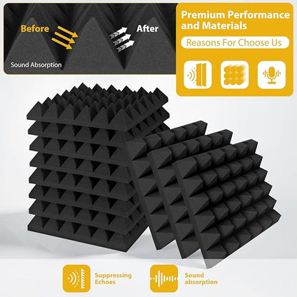 12 Pack Soundproof Wall Panels, Saiqiang Acoustic Foam 2" x 12"x 12" Sound - Image 3