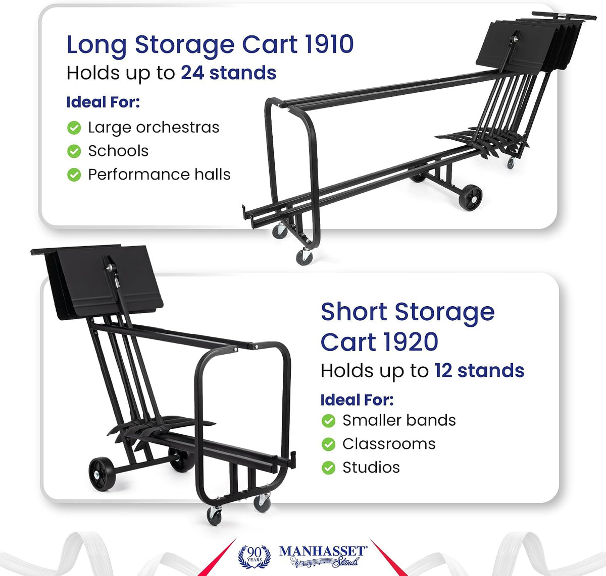 Manhasset 1920 Short Storage Cart for 12 Music Stands