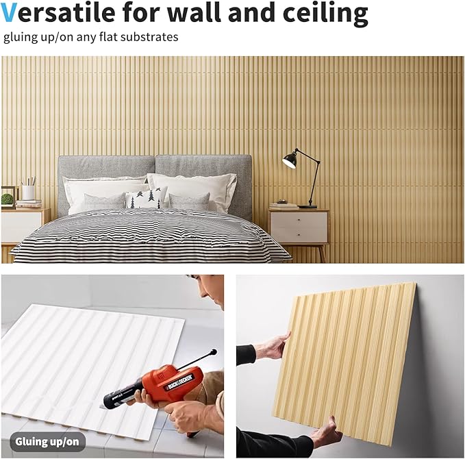 Art3d Slat Wall Panel, 3D Fluted Textured Panel 12-Tile 19.7 x 19.7in. - Image 7