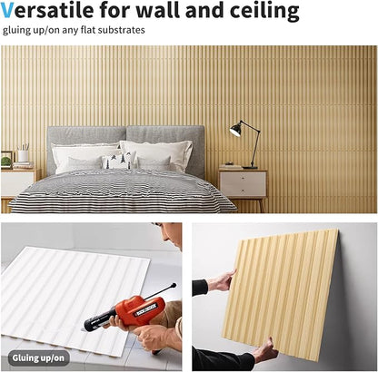 Art3d Slat Wall Panel, 3D Fluted Textured Panel 12-Tile 19.7 x 19.7in. - Image 7
