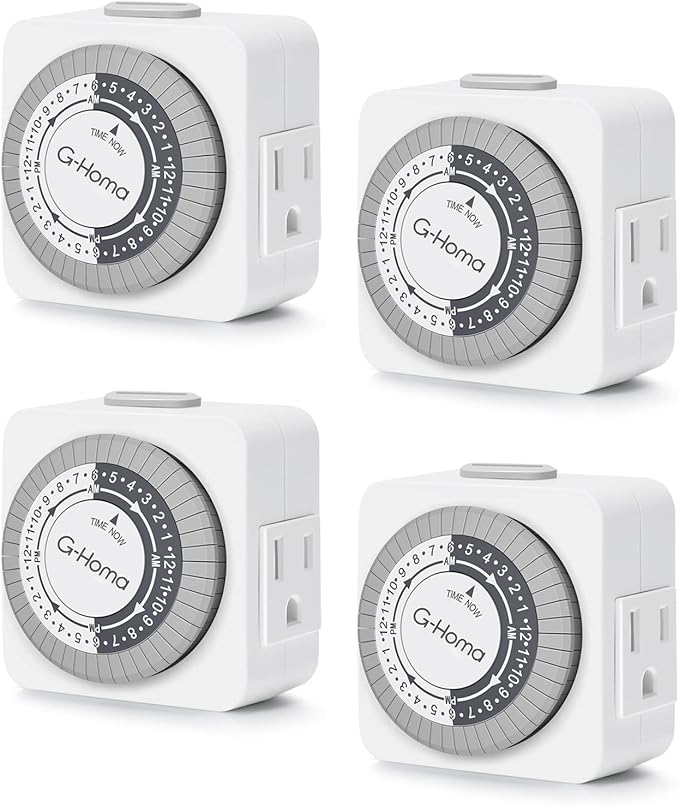 G-Homa Timers for Electrical Outlets, 24 Hour Indoor Plug-in Mechanical Timer by G-Homa