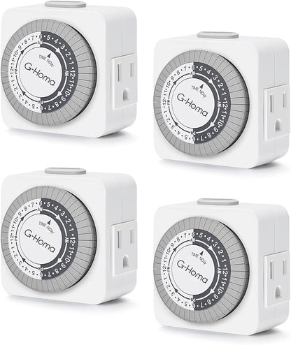 G-Homa Timers for Electrical Outlets, 24 Hour Indoor Plug-in Mechanical Timer by G-Homa