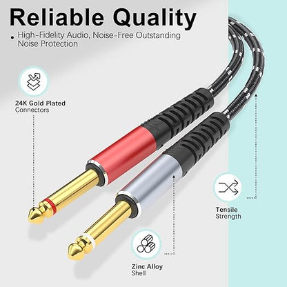 Lightning to Dual 6.35mm 1/4" TS Mono Stereo Y-Cable Splitter, 3 in 1 to Dual - Image 6