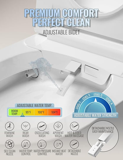 Luoware Smart Toilet with Bidet Built in, Auto Open/Close, Foam Shield - Image 7